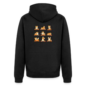Shiba Inu Yoga Poses Funny Dog Sports - Unisex Premium Organic Zip Hoodie - black - Back - Nico (187cm)