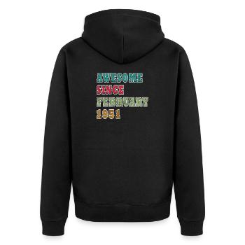 Février 1951 - Février 1951 Anniversaire Février 1951 - Veste à capuche bio Premium Unisexe - noir - Dos - Nico (187cm)