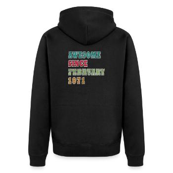 1971 Februar Geburtstag Legende - Unisex Premium Bio Zip Hoodie - Schwarz - Hinten - Nico (187cm)