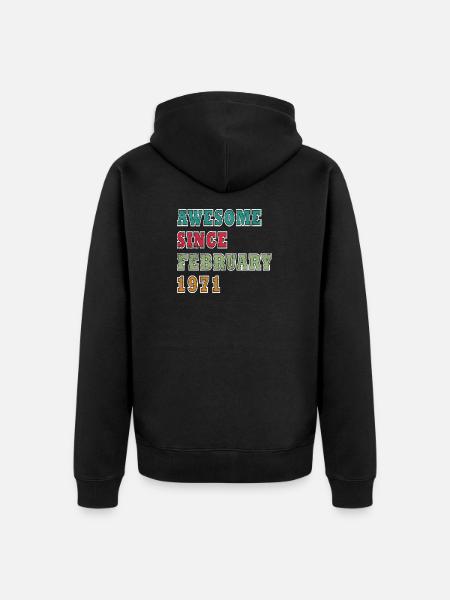 1971 February Birthday Legend - Unisex Premium Organic Zip Hoodie - black