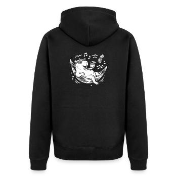 Capy Hammock Chillout - Unisex Premium Organic Zip Hoodie - black - Back - Nico (187cm)