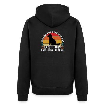 Es ist mir egal, außer Dogs Funny Dog Lover - Unisex Premium Bio Zip Hoodie - Schwarz - Hinten - Nico (187cm)