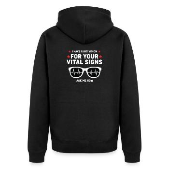 Humor Radiologist Vision X-Ray Vital Signs - Unisex Premium Organic Zip Hoodie - black - Back - Nico (187cm)