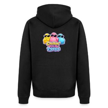Poussin, Printemps, Fleurs, Été, Pâques, Jardin - Veste à capuche bio Premium Unisexe - noir - Dos - Nico (187cm)