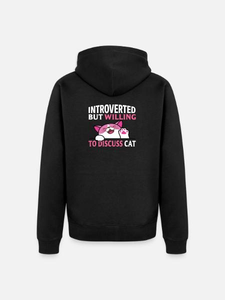 Introverted cat discussion - Unisex Premium Organic Zip Hoodie - black