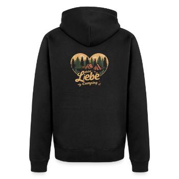 Camping Spruch Natur Liebe Camper Outdoor Geschenk - Unisex Premium Bio Zip Hoodie - Schwarz - Hinten - Nico (187cm)