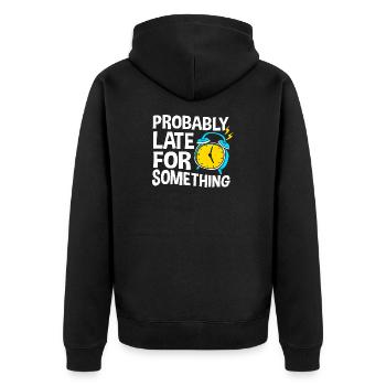 ProkrastinationFaul Faulheit Faulenzer - Unisex Premium Bio Zip Hoodie - Schwarz - Hinten - Nico (187cm)