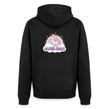 Lustiges Einhorn Shirt für Humor Fans - Unisex Premium Bio Zip Hoodie - Schwarz - Hinten - Nico (187cm)
