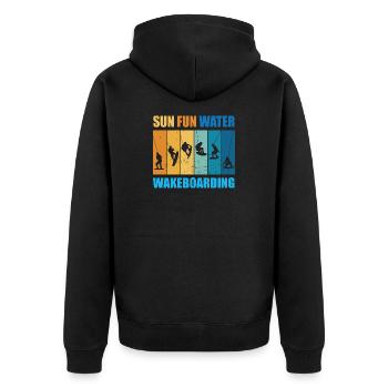 Sun, Fun, Water, Wakeboarding - Unisex Premium Organic Zip Hoodie - black - Back - Nico (187cm)