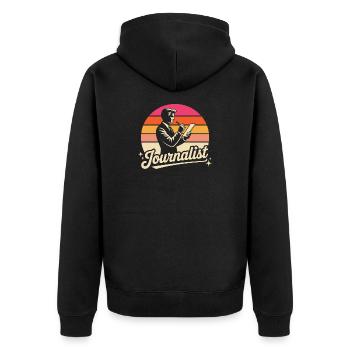 Journalist - Unisex Premium Organic Zip Hoodie - black - Back - Nico (187cm)