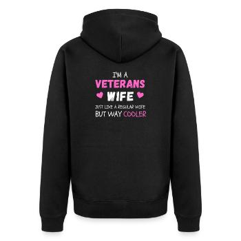 Fière épouse vétérane - Veste à capuche bio Premium Unisexe - noir - Dos - Nico (187cm)