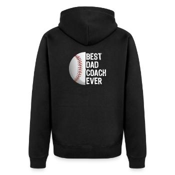 Bester Vater-Trainer aller Zeiten Baseball-Tee - Unisex Premium Bio Zip Hoodie - Schwarz - Hinten - Nico (187cm)