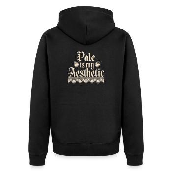 Pale Aesthetic Lace Typography - Unisex Premium Organic Zip Hoodie - black - Back - Nico (187cm)