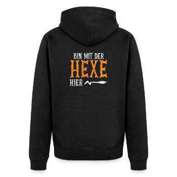 Ich Bin Mit Der Hexe Hier - Unisex Premium Bio Zip Hoodie - Schwarz - Hinten - Nico (187cm)