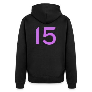 15 - Unisex Premium Bio Zip Hoodie - Schwarz - Hinten - Nico (187cm)