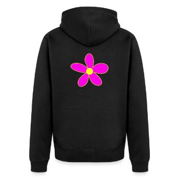 Neon Pink Blossom Magic Yellow Center - Unisex Premium Organic Zip Hoodie - black - Back - Nico (187cm)