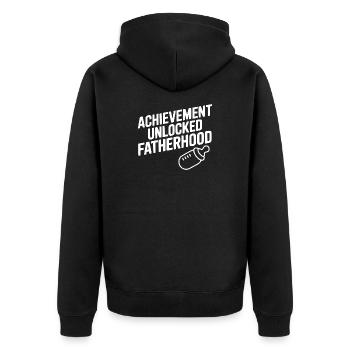 Achievement Unlocked Fatherhood - Unisex Premium Organic Zip Hoodie - black - Back - Nico (187cm)