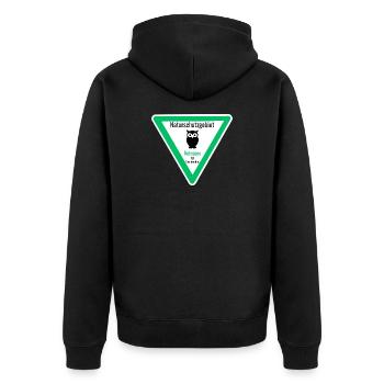 Naturschutzgebiet Ruhezone für Nachteulen - Unisex Premium Bio Zip Hoodie - Schwarz - Hinten - Nico (187cm)