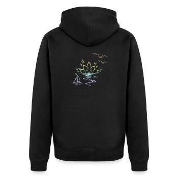 Sunset - Unisex Premium Organic Zip Hoodie - black - Back - Nico (187cm)