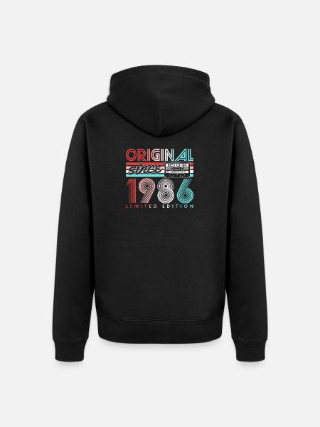 Vintage 1986 Vintage Retro Birthday Gift - Unisex Premium Organic Zip Hoodie - black