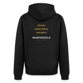 Marvejols Lozère - Miami - Montréal - Madrid - Veste à capuche bio Premium Unisexe - noir - Dos - Nico (187cm)