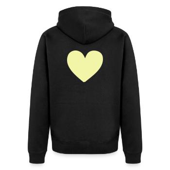 Imprimé de vêtements jaune cœur pastel - Veste à capuche bio Premium Unisexe - noir - Dos - Nico (187cm)