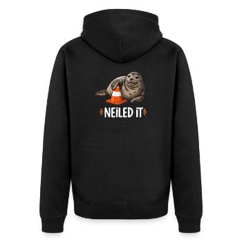 Neiled It Robbe Verkehrskegel Baustelle Humor - Unisex Premium Bio Zip Hoodie - Schwarz - Hinten - Nico (187cm)