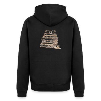 Stack of books with glasses - Unisex Premium Organic Zip Hoodie - black - Back - Nico (187cm)