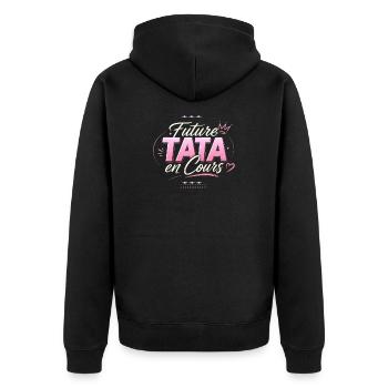 Future Tata En Cours 2027 - Annonce Grossesse - Veste à capuche bio Premium Unisexe - noir - Dos - Nico (187cm)