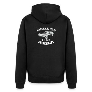 Vintage Chevelle Muscle Car Design - Unisex Premium Organic Zip Hoodie - black - Back - Nico (187cm)