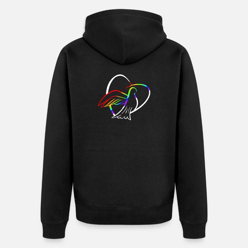 Friedenstaube mit Herz - Unisex Premium Bio Zip Hoodie - Schwarz