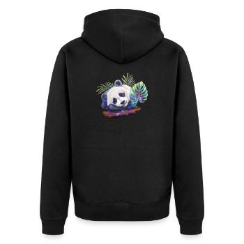 Panda - Unisex Premium Bio Zip Hoodie - Schwarz - Hinten - Nico (187cm)
