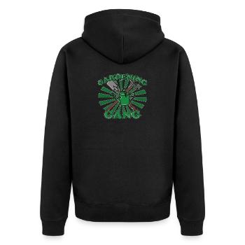 Gang de jardinage pour jardiniers avec des lotissements - Veste à capuche bio Premium Unisexe - noir - Dos - Nico (187cm)