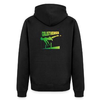 Calisthenics Gradient Pose Square Design - Unisex Premium Organic Zip Hoodie - black - Back - Nico (187cm)