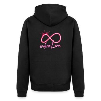 Symbole de l’infini de l’amour éternel - Veste à capuche bio Premium Unisexe - noir - Dos - Nico (187cm)