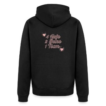 4 Hufe 2 Beine 1 Team - Unisex Premium Bio Zip Hoodie - Schwarz - Hinten - Nico (187cm)