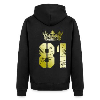 81 Number crown - Unisex Premium Organic Zip Hoodie - black - Back - Nico (187cm)