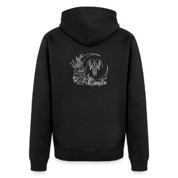 Krebs Sternzeichen Krabbe Blumenwappen - Unisex Premium Bio Zip Hoodie - Schwarz - Hinten - Nico (187cm)