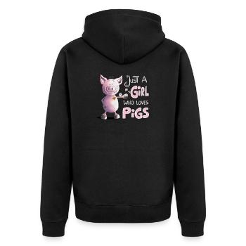 Juste une fille qui aime les cochons - Veste à capuche bio Premium Unisexe - noir - Dos - Nico (187cm)