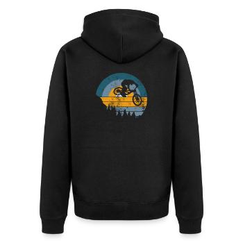 Sunset MTB Jump Silhouette - Unisex Premium Organic Zip Hoodie - black - Back - Nico (187cm)