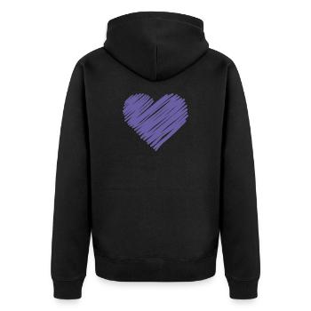 Purple Sketch Heart - Unisex Premium Organic Zip Hoodie - black - Back - Nico (187cm)