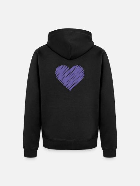 Purple Sketch Heart - Unisex Premium Organic Zip Hoodie - black