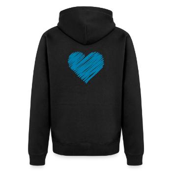 Blue Brush Heart - Unisex Premium Organic Zip Hoodie - black - Back - Nico (187cm)