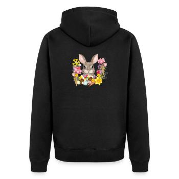 Easter Wreath & Easter Eggs with Rabbit as Easter Bunny - Unisex Premium Organic Zip Hoodie - black - Back - Nico (187cm)