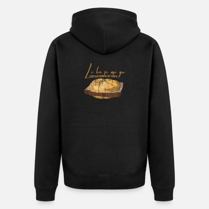 Leberkas Semmerl mit Gurkerl – Dialekt - Unisex Premium Bio Zip Hoodie - Schwarz