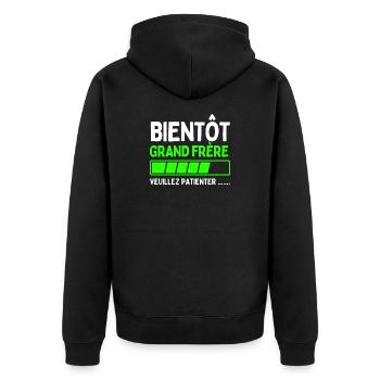 Bientôt grand frère - Veste à capuche bio Premium Unisexe - noir - Dos - Nico (187cm)