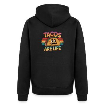Les tacos vintage sont une illustration de la vie - Veste à capuche bio Premium Unisexe - noir - Dos - Nico (187cm)