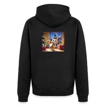 Cartoon Frohe Weihnachten Katze Geschenk - Unisex Premium Bio Zip Hoodie - Schwarz - Hinten - Nico (187cm)