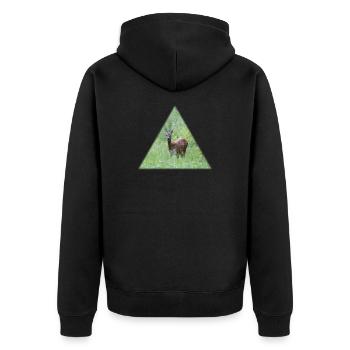 Deer in the tall grass - Unisex Premium Organic Zip Hoodie - black - Back - Nico (187cm)