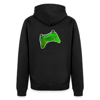 gruener Comic Controller mit Text GAME OVER - Unisex Premium Bio Zip Hoodie - Schwarz - Hinten - Nico (187cm)